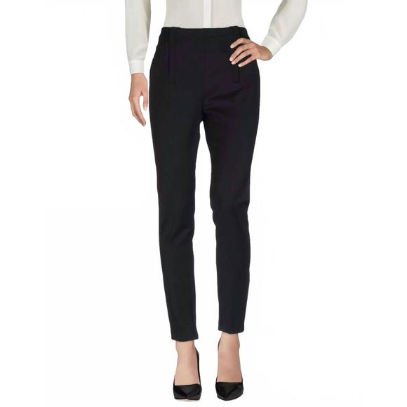 NEW M MISSONI wool blend front/ankle zip slim pant in black